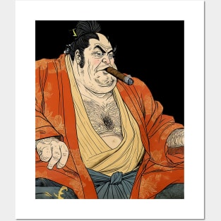 Puff Sumo: Cigars Are My Therapy on a dark (Knocked Out) background Posters and Art